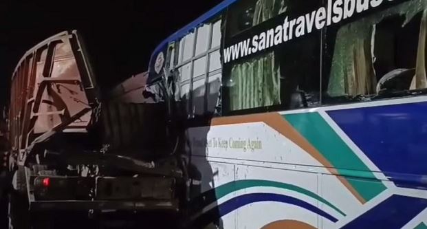 Over 10 Injured as Night Coach Bus Crashes into Stationary Truck on NH-16 in Jajpur